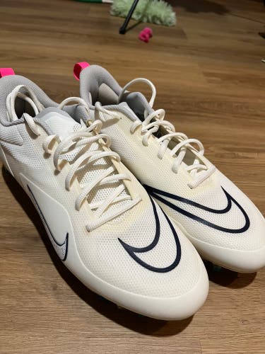 White Unisex Size 13.0 (W 14.0) Adult Nike Alpha Huarache 8 Pro Low Top Molded Cleats (New)