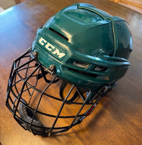 Large Green CCM Tacks 910 Helmet Pro Stock (Used)