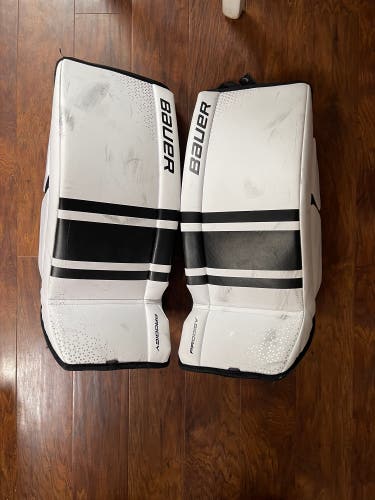 24" Bauer Prodigy Goalie Leg Pads (Used) with CCM Ribcore goalie skates