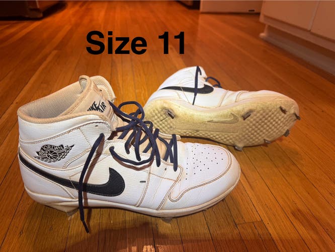White Men's Size M 11.0 (W 12.0) Adult Air Jordan Metal Cleats (Used)
