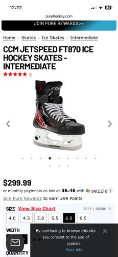 2025 CCM JetSpeed FT870 Hockey Skates 6.5 (Used)