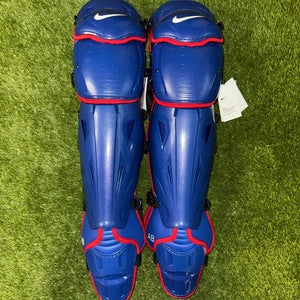 New Nike Diamond Elite Catcher’s Leg Guards Blue/Red 17”