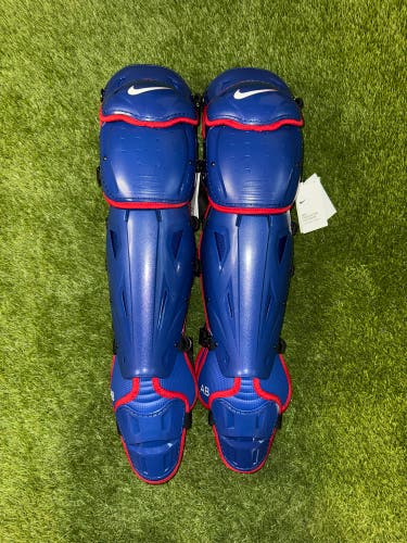 New Nike Diamond Elite Catcher’s Leg Guards Blue/Red 17”