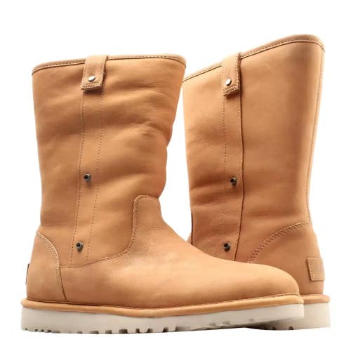 UGG Malindi 1013007-CHE Boots Women's US 8 Brown Nubuck Leather Mid Calf RHS3301