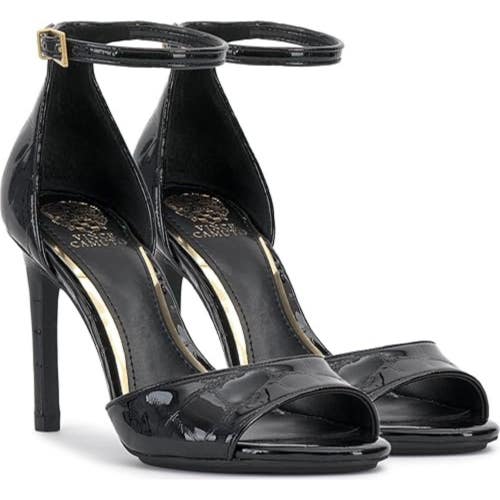 Vince Camuto Aliza Sandals Womens 6.5M Black Croco Leather Stiletto Heel JZZ1187
