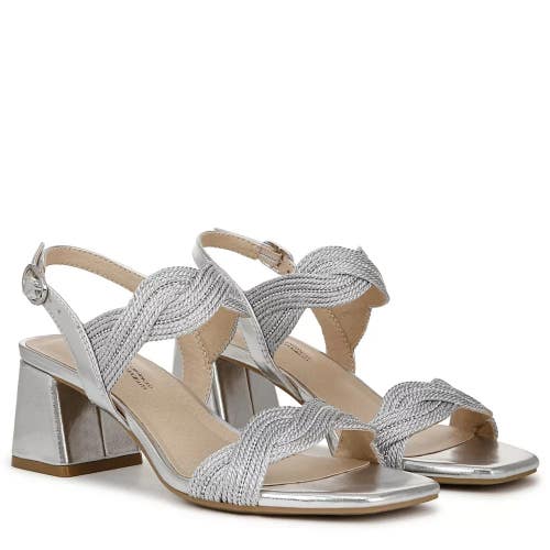 LifeStride Charnelle Sandals Women's 7.5M Silver Faux Leather Slingback JZZ1163