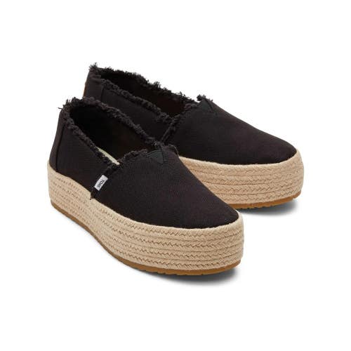 Toms Valencia 10019795 Women's US 12B Black Canvas Platform Espadrille JZZ1258