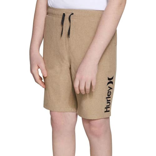 Hurley Hybrid Shorts Boys Small Khaki Stretch Drawstring Waist Beach DSGL503