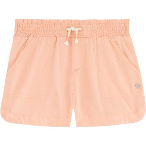 Roxy Soleil Shorts Girls 12-14 Peach Nectar Cotton Drawstring Summer DSGL523