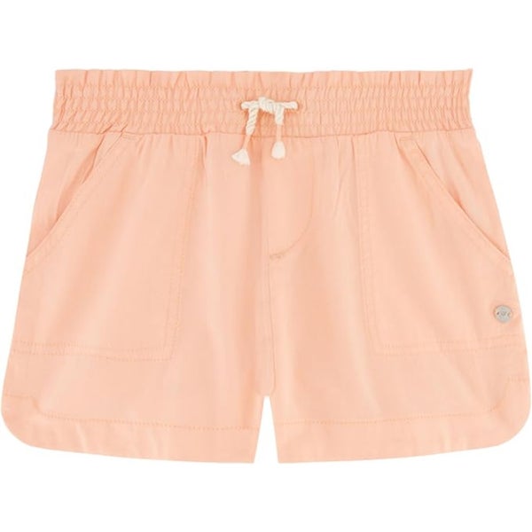 Roxy Soleil Shorts Girls 12-14 Peach Nectar Cotton Drawstring Summer DSGL523
