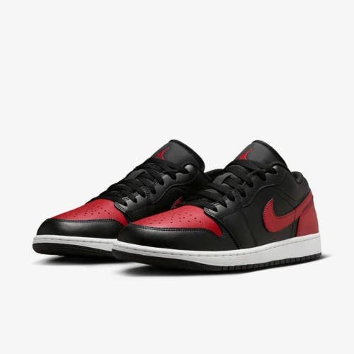 Air Jordan 1 Low 553558-067 Sneaker Men's 10.5 Black Red Lifestyle Shoes MEW285