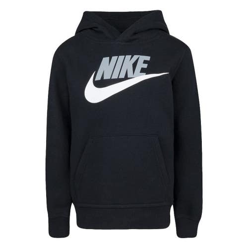 Nike Fleece 86G703-023 Hoodie Kids 6 Black White Long Sleeve Pullover DSGL544