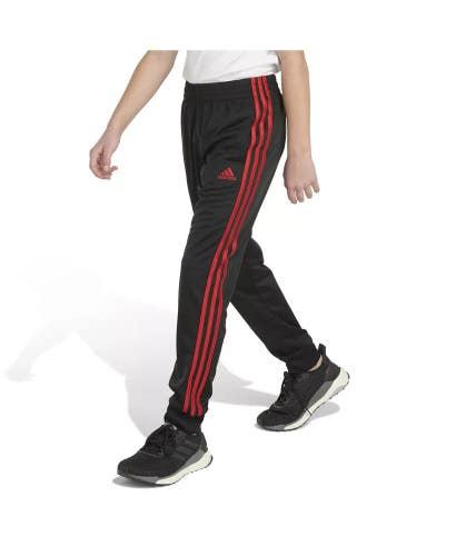 Adidas Pants Kids Medium Black Red Classic 3-Stripe Tapered Leg Jogger DSGL456