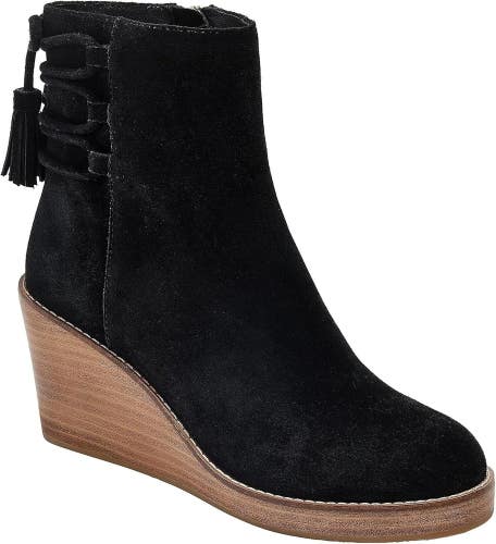 Jack Rogers Banbury Boots Women's US 7.5M Black Suede Wedge Ankle Bootie JZZ1190
