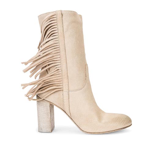 Free People Wild Rose Slouch Boots Womens 8M Bone Leather Fringe Western JZZ1154