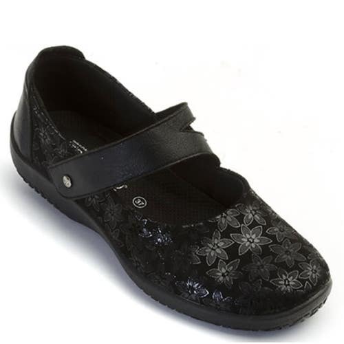 Arcopedico Cosmo Flats Women's US 10.5-11 Black Floral Comfort Mary Jane RHS7986