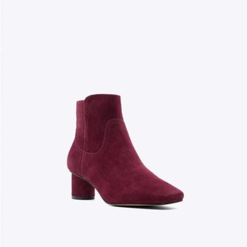 Draper James Bethany Boots Womens 7.5M Burgundy Suede Square Toe Bootie JZZ1191