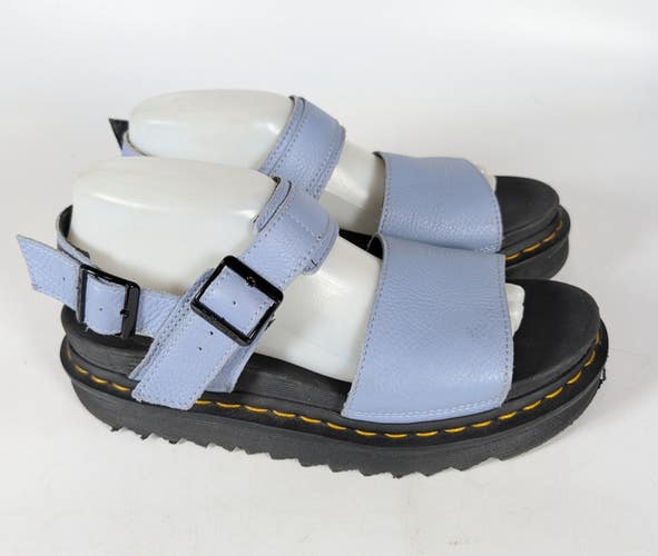 Dr. Martens Womens Voss Hydro Blue Leather Quad Strap Platform Sandals Size: 9