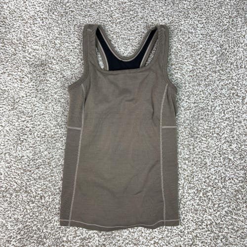 Prana Tank Top Womens Small Brown Striped Built In Bra Yoga Gym Workout Hiking