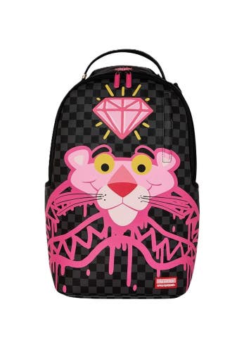 Sprayground Pink Panther Drippy Diamonds Backpack Unisex Black Top Handle SGB57