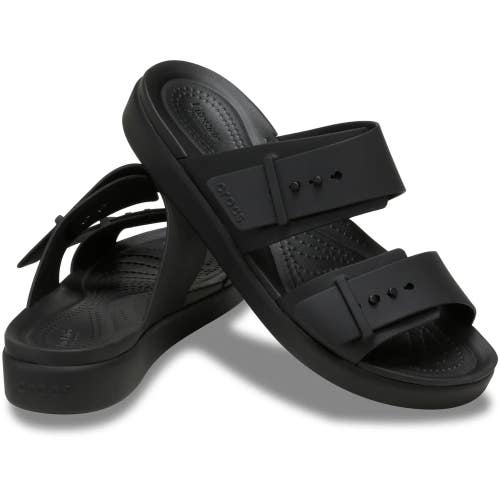 Crocs Brooklyn Buckle Low 211215-001 Sandals Women 6 Black Open Toe Slide TLW739