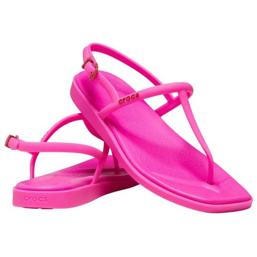 Crocs Miami 209793-6TW Sandals Women's 7 Pink Square Toe Thong Flip Flop TLW744
