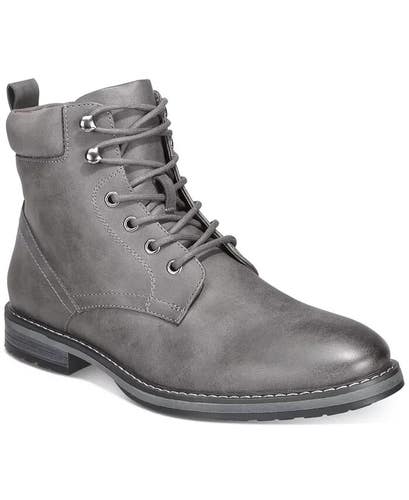 Club Room Westin 100134204 Boots Men's Gray Leather Lace Up Round Toe ZPO3752