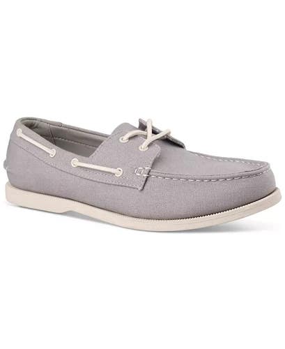 Club Room Elliot 100184110MN Men 9 Gray Canvas Comfort Casual Boat Shoes ZPO3767