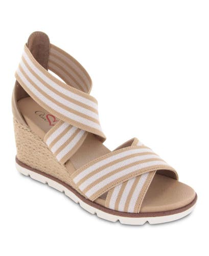 Mia Amore Haiku Sandals Womens US 10 Natural White Round Toe Wedge Heel JOBB2188