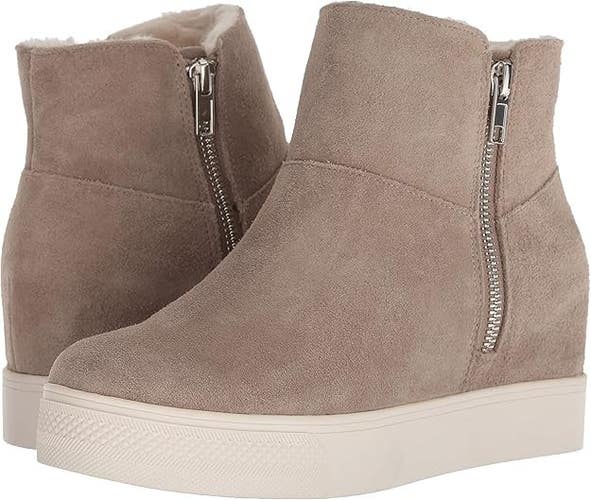 Steve Madden Wanda Sneakers Women's US 11 Taupe Suede Faux Fur Lined JOBB2182