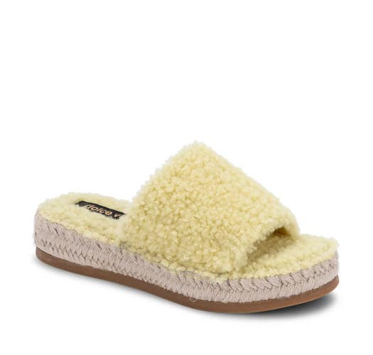 Dolce Vita Karlee Sandals Womens US 11 Yellow Faux Shearling Espadrille JOBB2190