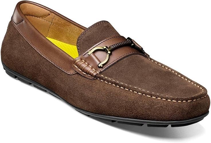 Florsheim Motor Loafers Mens US 10.5 Brown Suede Horse Bits Slip On Shoes VER616