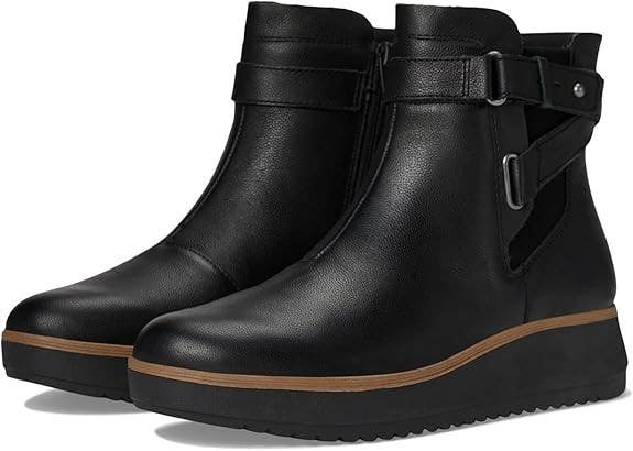 Clarks Zylah Faye 26180102 Boot Women's 7.5 Black Leather Round Toe Ankle VER587