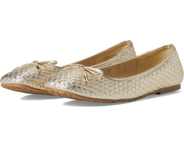Kenneth Cole Reaction Elstree RL23ELS24 Ballet Flats Women 8.5 Gold Woven VER585