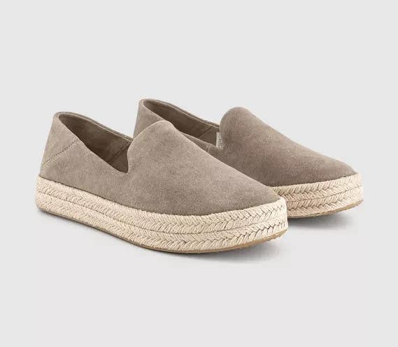 Toms Carolina Espadrille Women's 9 Natural Leather Slip-On Platform Shoes VER629