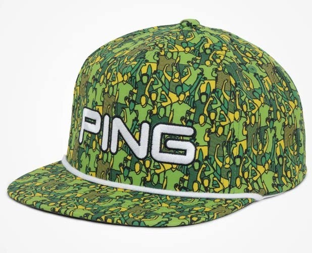 PING 2026 Gallery FlexFit Tech 110 Flat Bill Snapback Rope Golf Hat Cap NEW