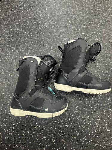 Used K2 BELIEF Womens Snowboard Boots Black And White Senior 8.5 11849-S000037728