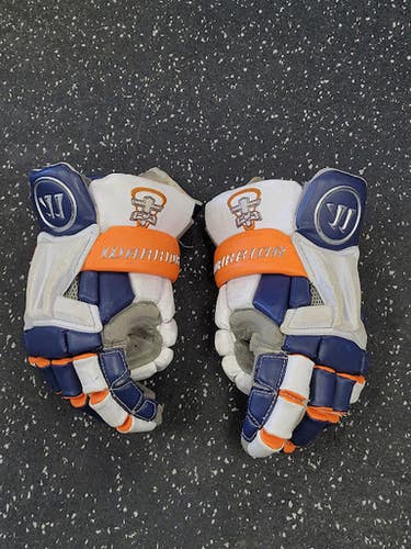 Used Warrior BURN NEXT Lacrosse Gloves Junior White And Orange MD 11849-S000037741