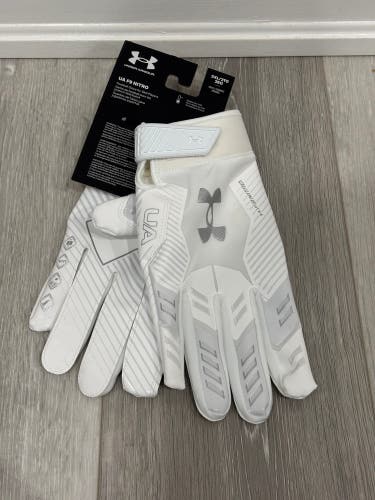 White 2XL Adult Under Armour F9 Nitro Gloves (New)