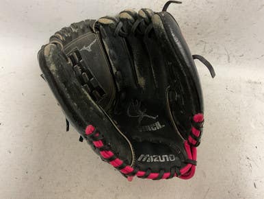 Used Mizuno Finch GPP 1105F2 RH Throw Fastpitch Gloves Black And Pink 11" 11855-S000201096