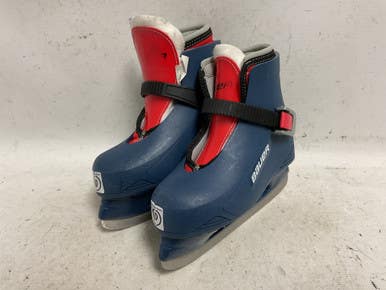 Used Bauer 10/11 Youth Hockey Skate Navy Blue and Red Youth 10.0 11855-S000201062
