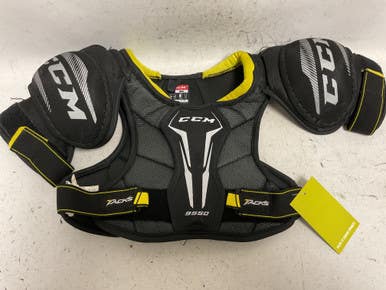 Used CCM TACKS 9550 Junior Shoulder Pads Black And Yellow SM 11855-S000201055