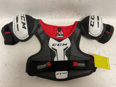 Used CCM JETSPEED FT455 Youth Shoulder Pads White And Red LG 11855-S000201048