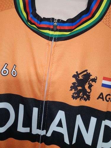 Holland Cycling Jersey Men XXL Orange Black Full Zip Bike Shirt World Champion