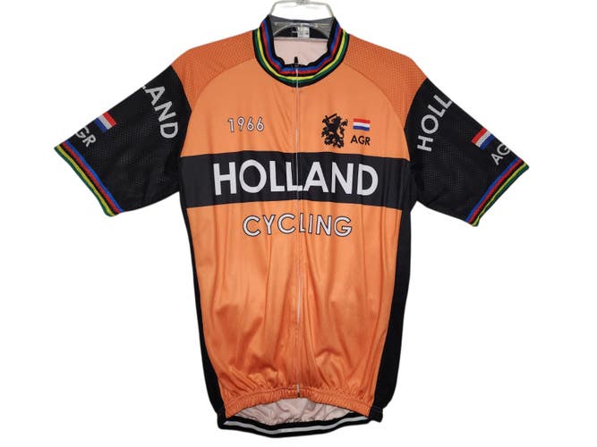 Holland Cycling Jersey Men XXL Orange Black Full Zip Bike Shirt World Champion