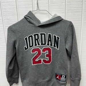 Jordan Brand Boys Hoodie Size 6-7 Gray Graphic Print Kids Sweatshirt Streetwear