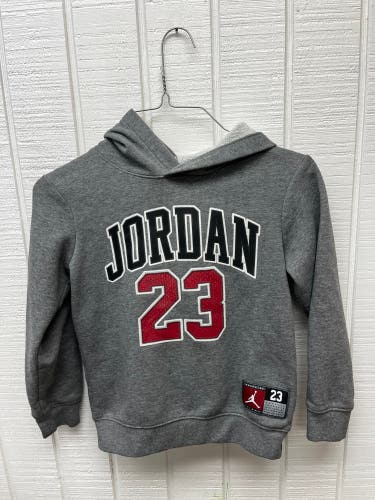 Jordan Brand Boys Hoodie Size 6-7 Gray Graphic Print Kids Sweatshirt Streetwear