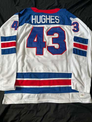 NEW Quinn Hughes Team USA Olympic Hockey Men's Jersey Stitched Size L