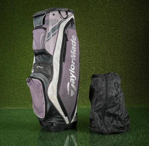 TaylorMade San Clemente Cart Golf Bag Grey/White 10-Way Divider & Hood ~ USED!