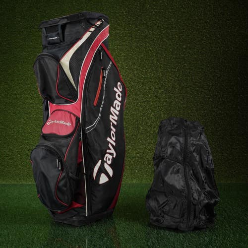 TaylorMade San Clemente Cart Golf Bag Black/Red 14-Way Divider & Hood ~ USED!